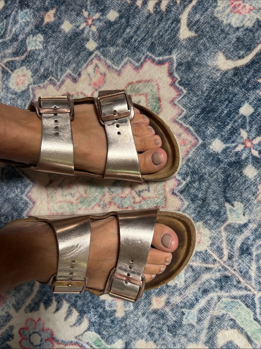 Birkenstock Women's Metallic Rose Gold Double-Buckle Sandals